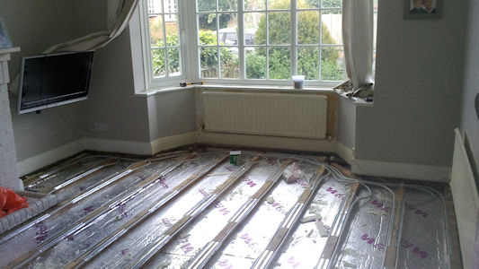 Underfloor heating under construction